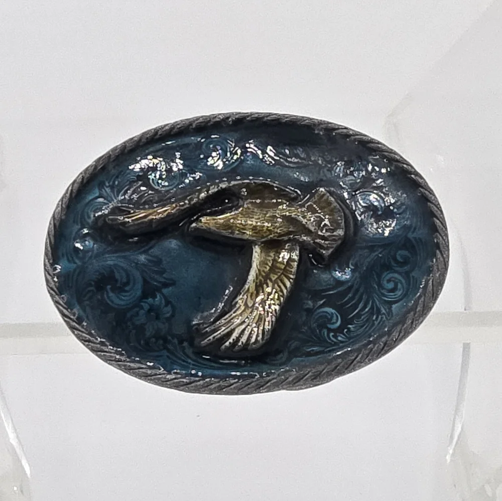 Soaring Eagle‎ Blue Enamel Belt Buckle C+J 1985 #1064